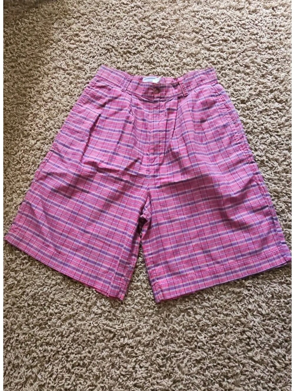 Palmetto's Vintage Shorts Plaid Bermuda Long Length 100% Cotton